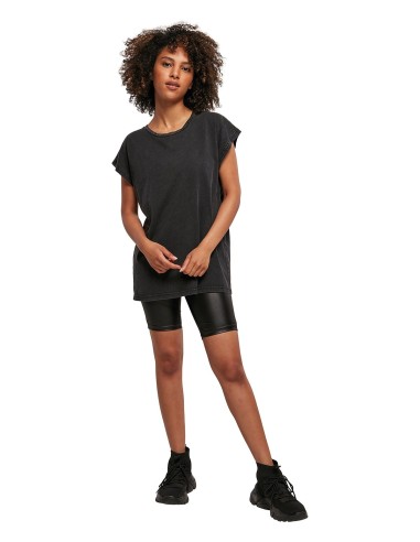 B-BY053-Ladies Acid Washed Extended Shoulder Tee